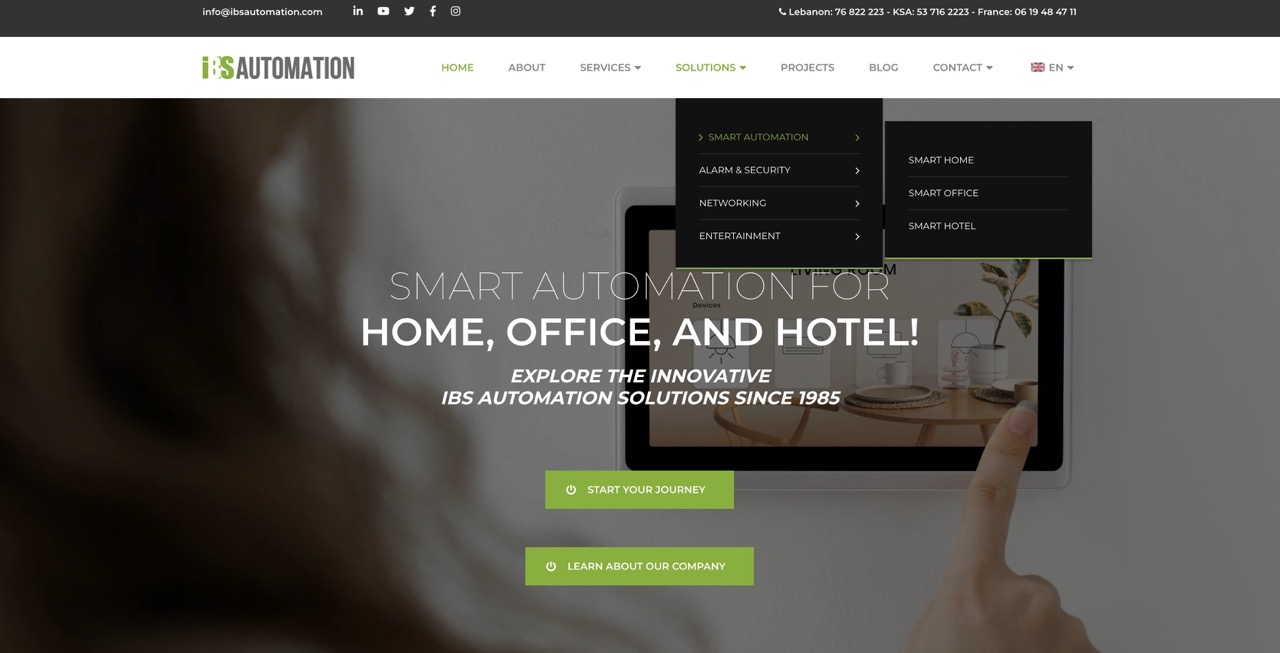 A screenshot of the IBS Automation homepage.